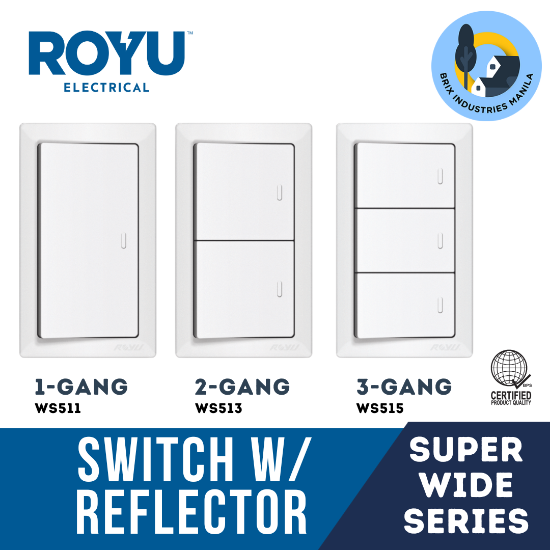 Royu Super Wide Series 1 Way Switch Set 1 2 3 Gang WS511 WS513 WS515