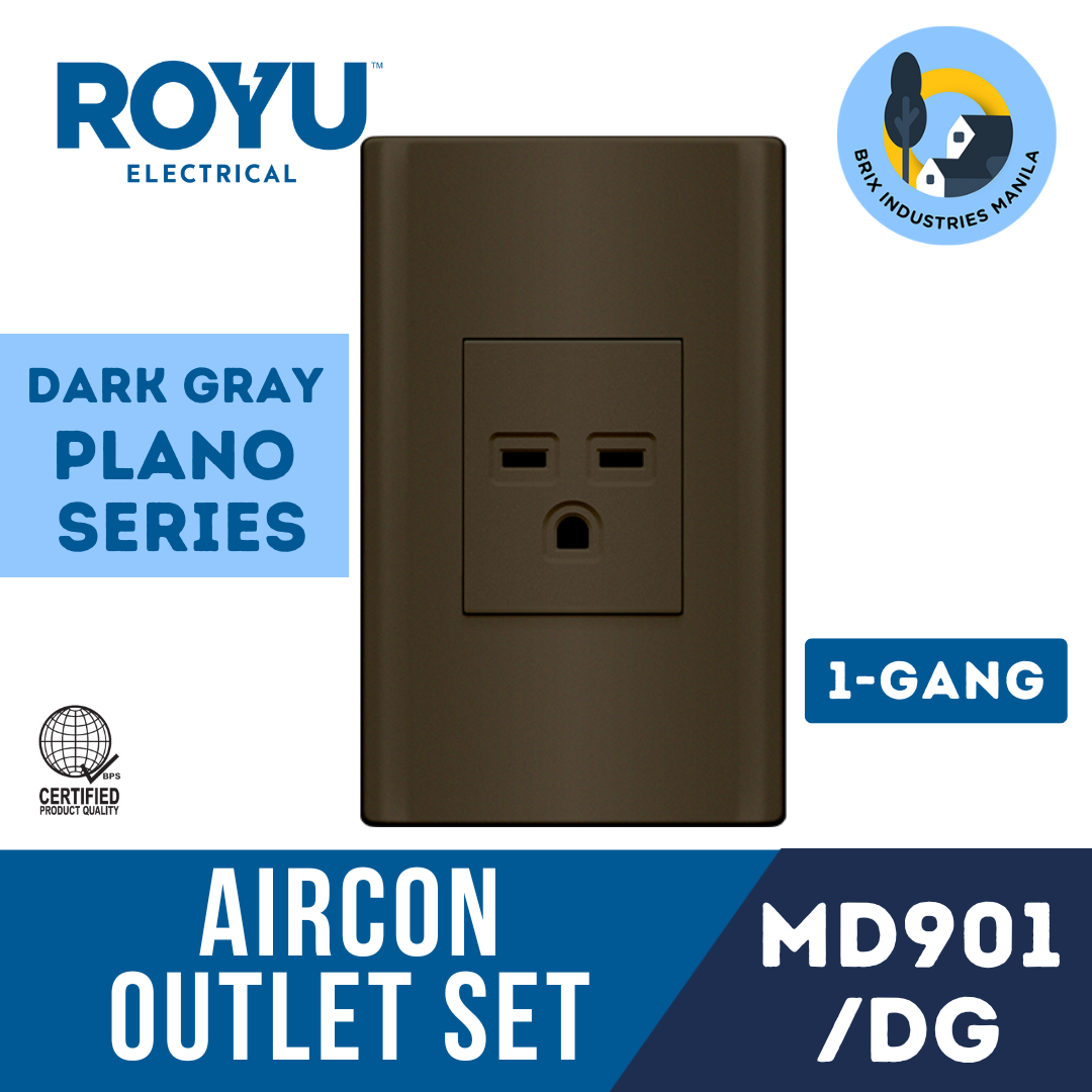 Royu Dark Gray Plano Series 1 Gang Aircon Outlet Set MD901/DG