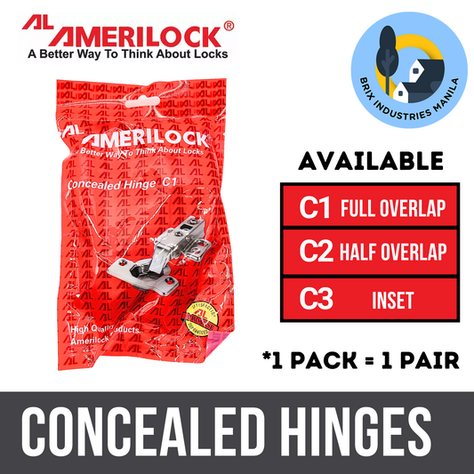 Amerilock Original Concealed Hinges C1, C2, C3 (1 Pair) Full Overlap / Overlap, Half Overlap / Overlay, Inset