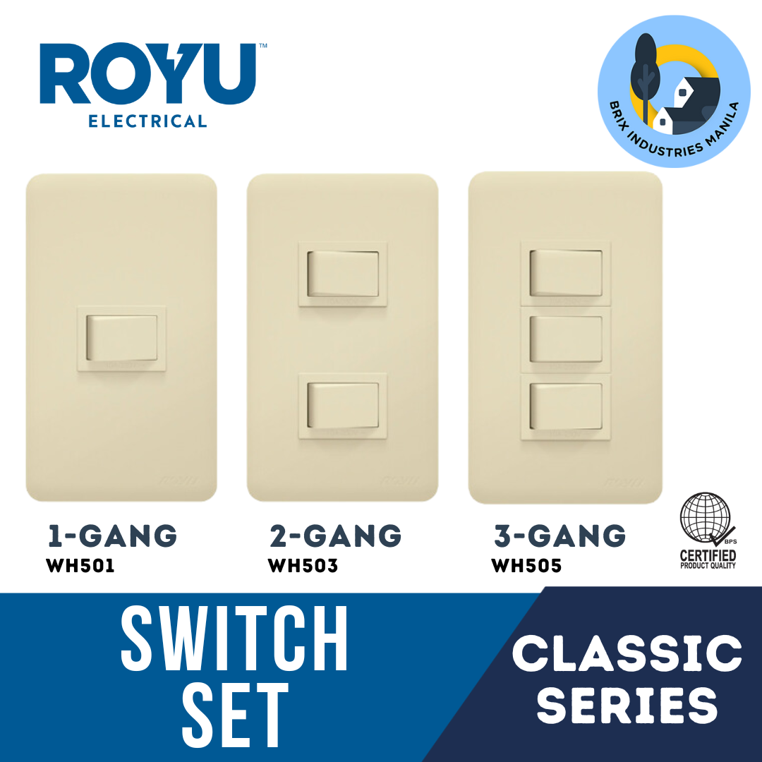 Royu Classic Series 1 Way Switch Set 1, 2 or 3 Gang WH501 WH503 WH505
