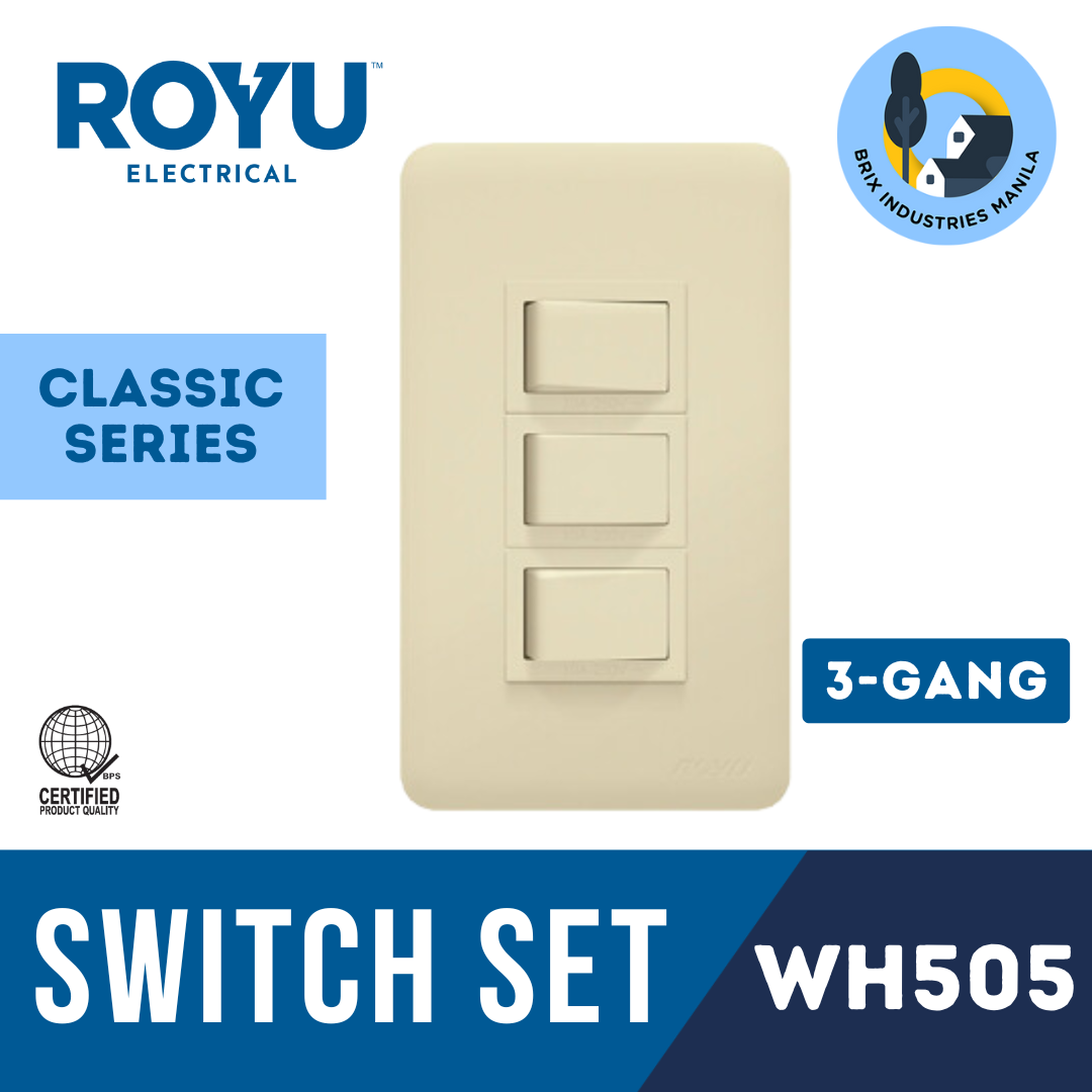 Royu Classic Series 1 Way Switch Set 1, 2 or 3 Gang WH501 WH503 WH505