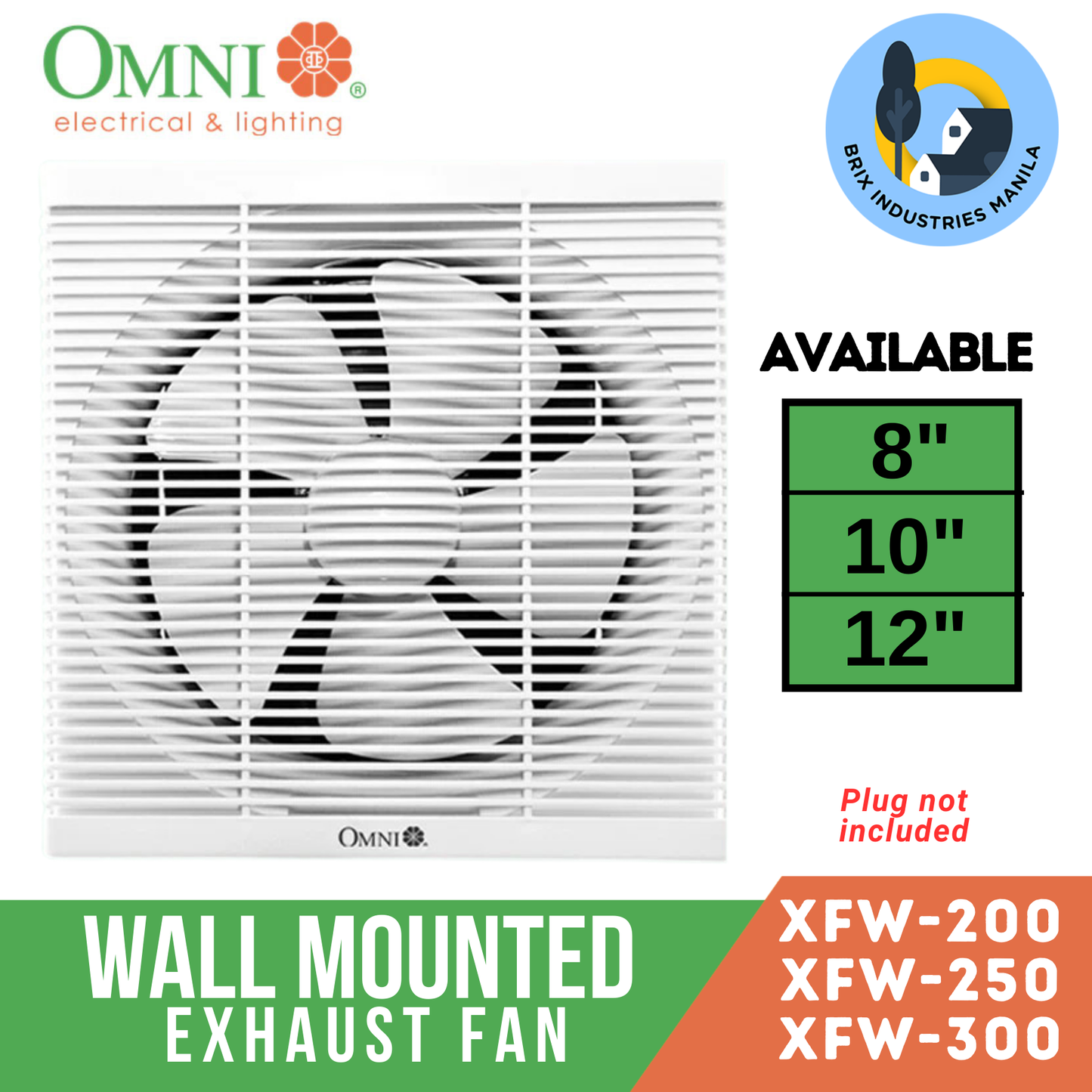 Omni Wall Mounted Exhaust Fan 8" (XFW-200) , 10" (XFW-250) and 12" (XFW-300) All Sizes Available <Brix Industries Manila>