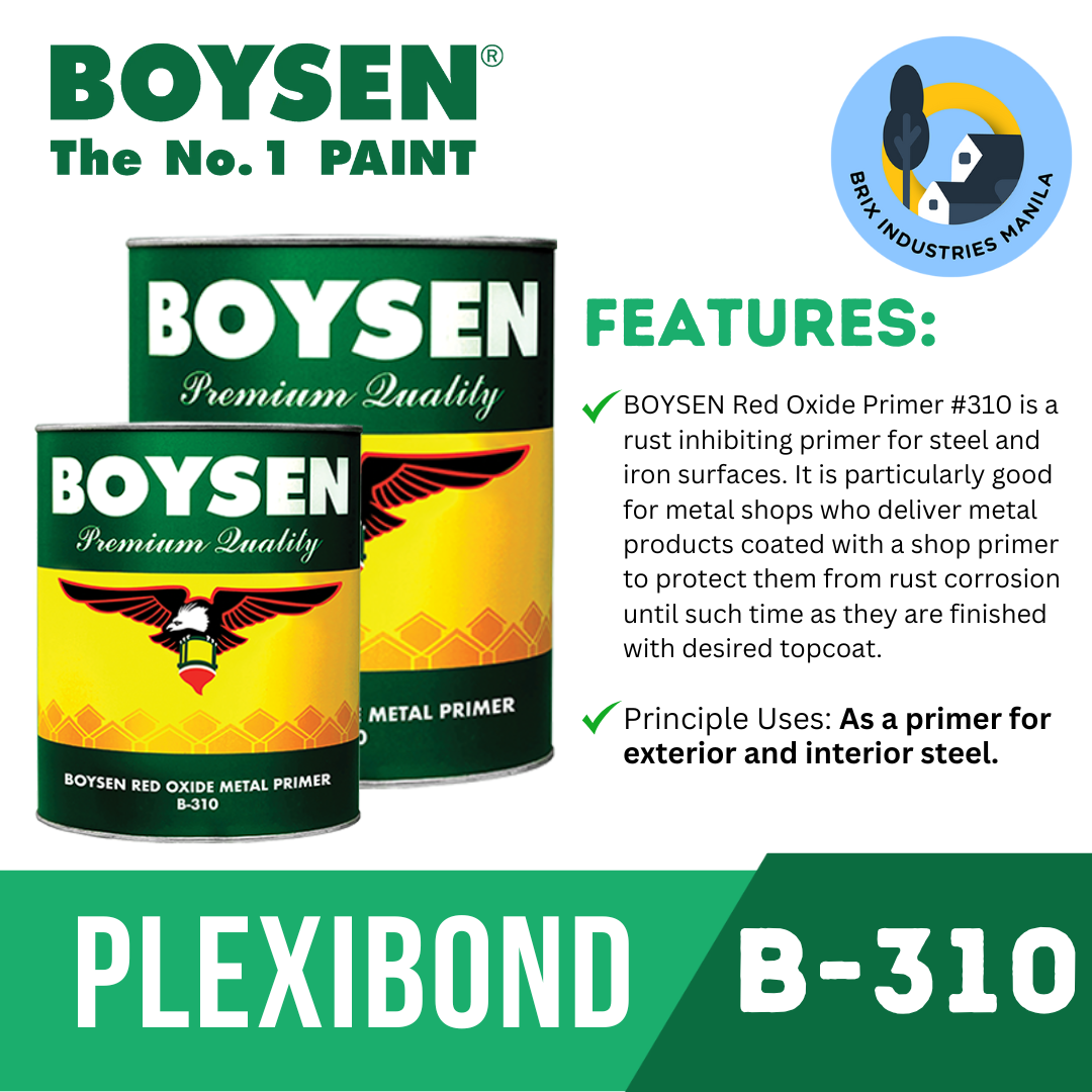 Boysen Red Oxide Metal Primer B-310 1 Liter or 4 Liters (Gallon) For Steel and Iron Surfaces