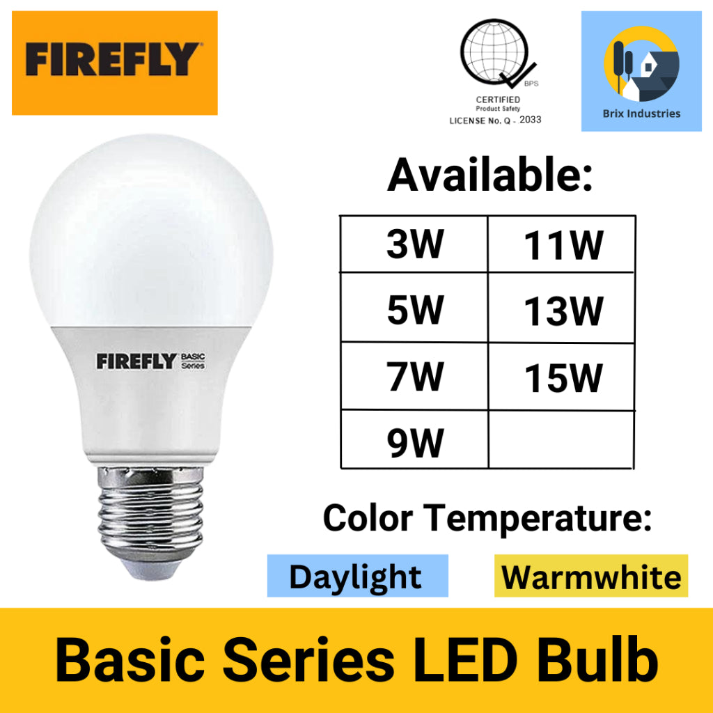 Firefly Basic Series LED Bulb Daylight or Warm White 3W, 5W, 7W, 9W, 1 ...