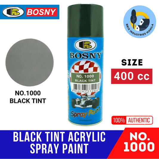 Bosny Black Tint Spray Paint No. 1000 Quick Drying Lacquer Spray 100% Acrylic Automotive Finishes