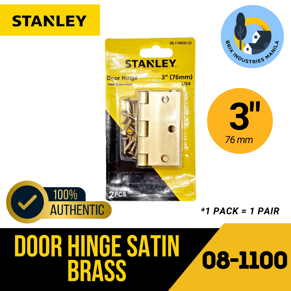 Stanley Loose Pin Hinges 3" 3.5" 4" Door Hinges Satin Brass Comes in Pair