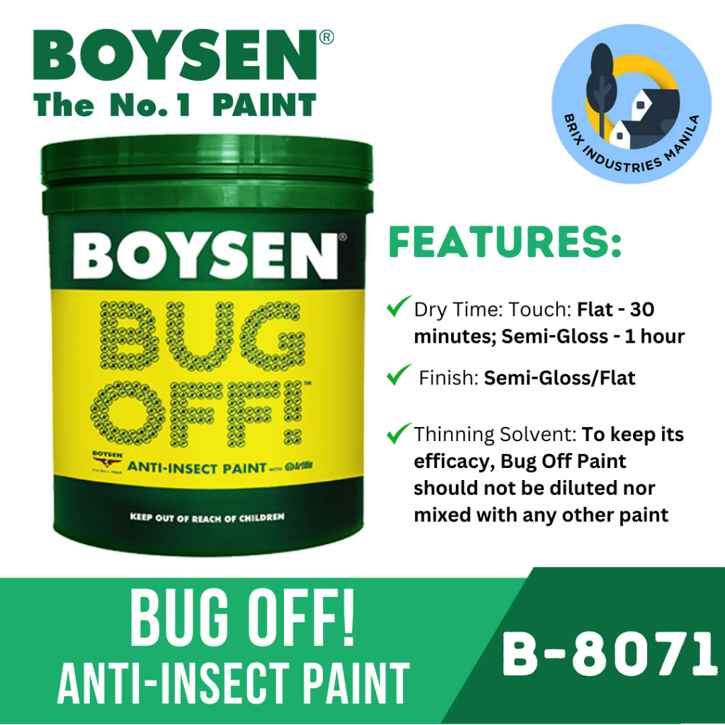 Boysen Bug Off Flat White 4 Liters (Gallon) B-8071 Anti-Insect Paint with Artilin