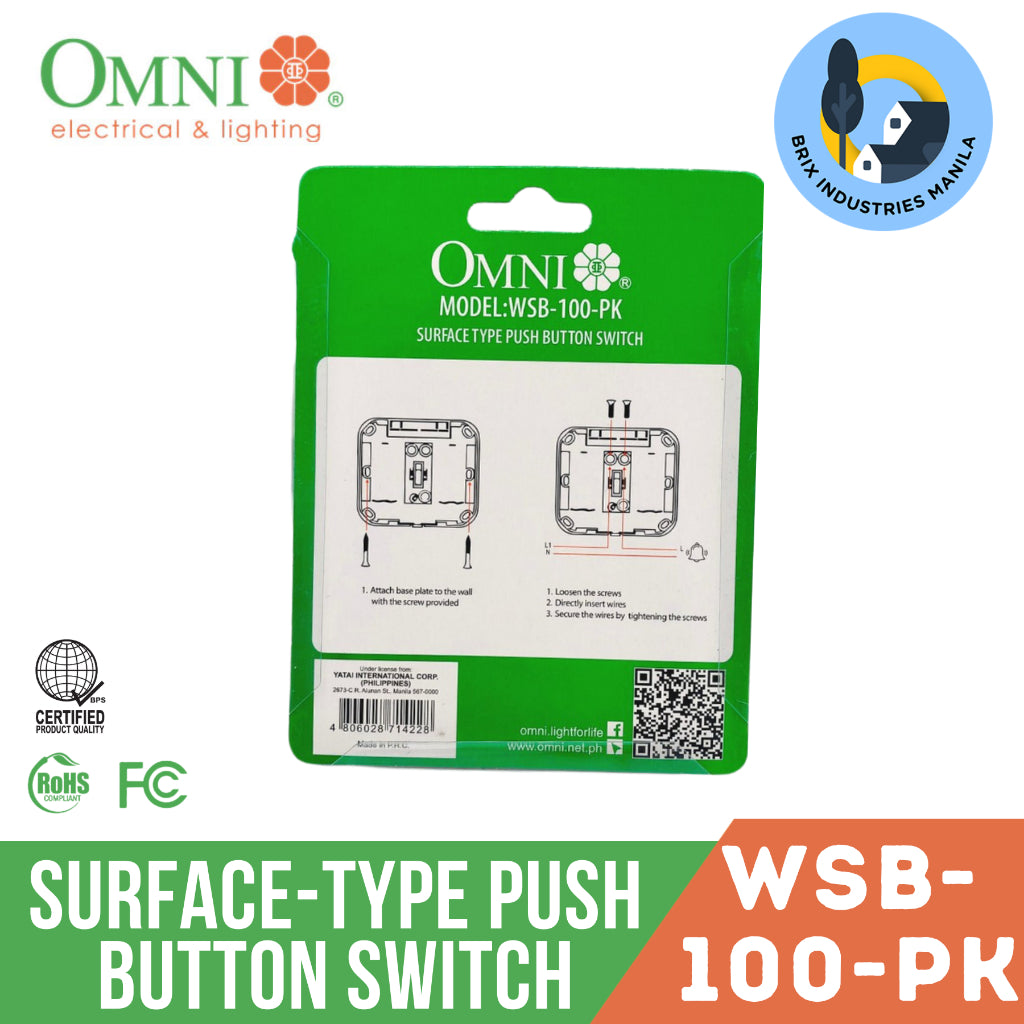 Omni Surface-Type Push Button Switch WSB-100-PK Modern and Stylish