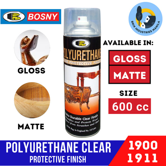 Bosny Polyurethane Clear Protective Finish 600cc 1900 Gloss or 1911 Matte Extra Durable