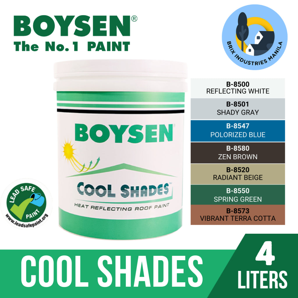 Boysen Cool Shades Roof Paint 4 Liters (Gallon) Heat Reflecting Roof Paint 7 Colors Available