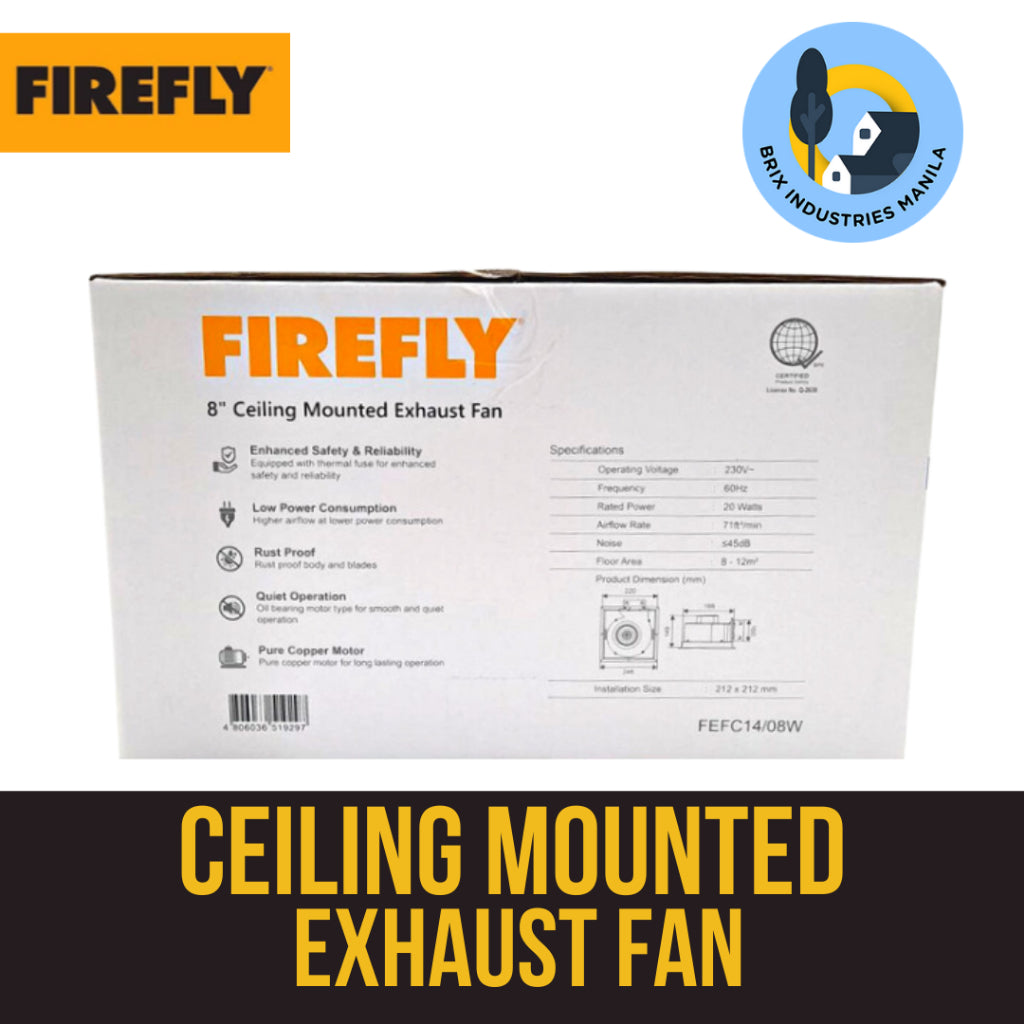 Firefly Ceiling Mounted Exhaust Fan 8" or 10" FEFC14/08W FEFC14/10W Brix Industries Manila