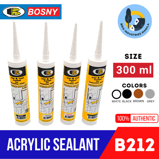 Bosny Acrylic Sealant 300ml B212 Black White Grey Brown