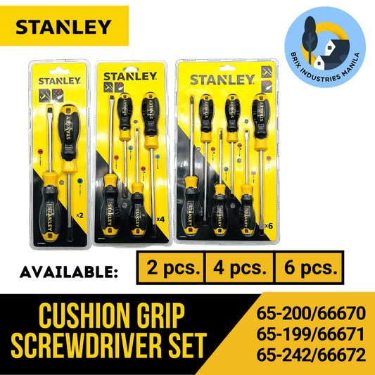 Stanley Cushion Grip Screwdriver Set 2pcs, 4pcs, 6pcs Flat and Phillips Screw Driver