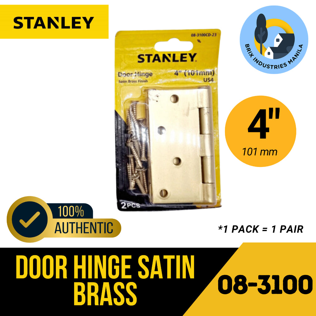 Stanley Loose Pin Hinges 3" 3.5" 4" Door Hinges Satin Brass Comes in Pair