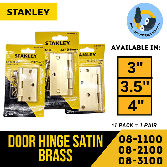 Stanley Loose Pin Hinges 3" 3.5" 4" Door Hinges Satin Brass Comes in Pair