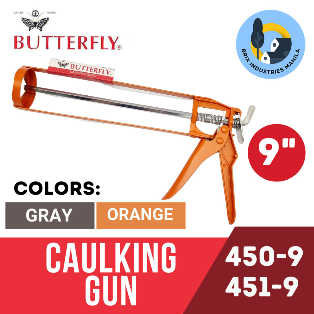 Butterfly Caulking Gun 9" Gray Heavy-Duty 450 Silicone Sealant