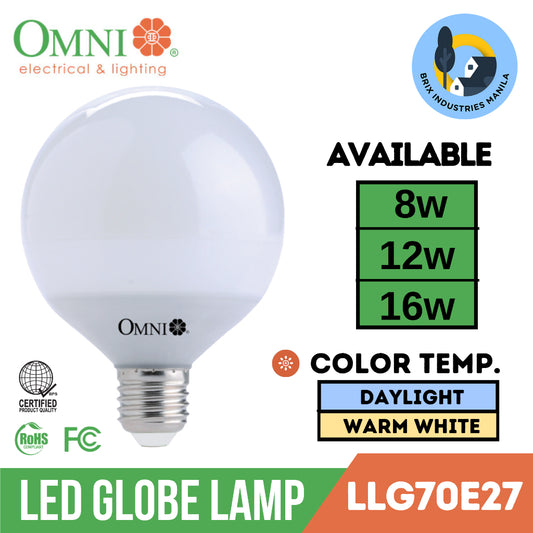 Omni LED Globe Lamp 8W 12W 16W Daylight and Warm White G70 G95 G120 White or Yellow