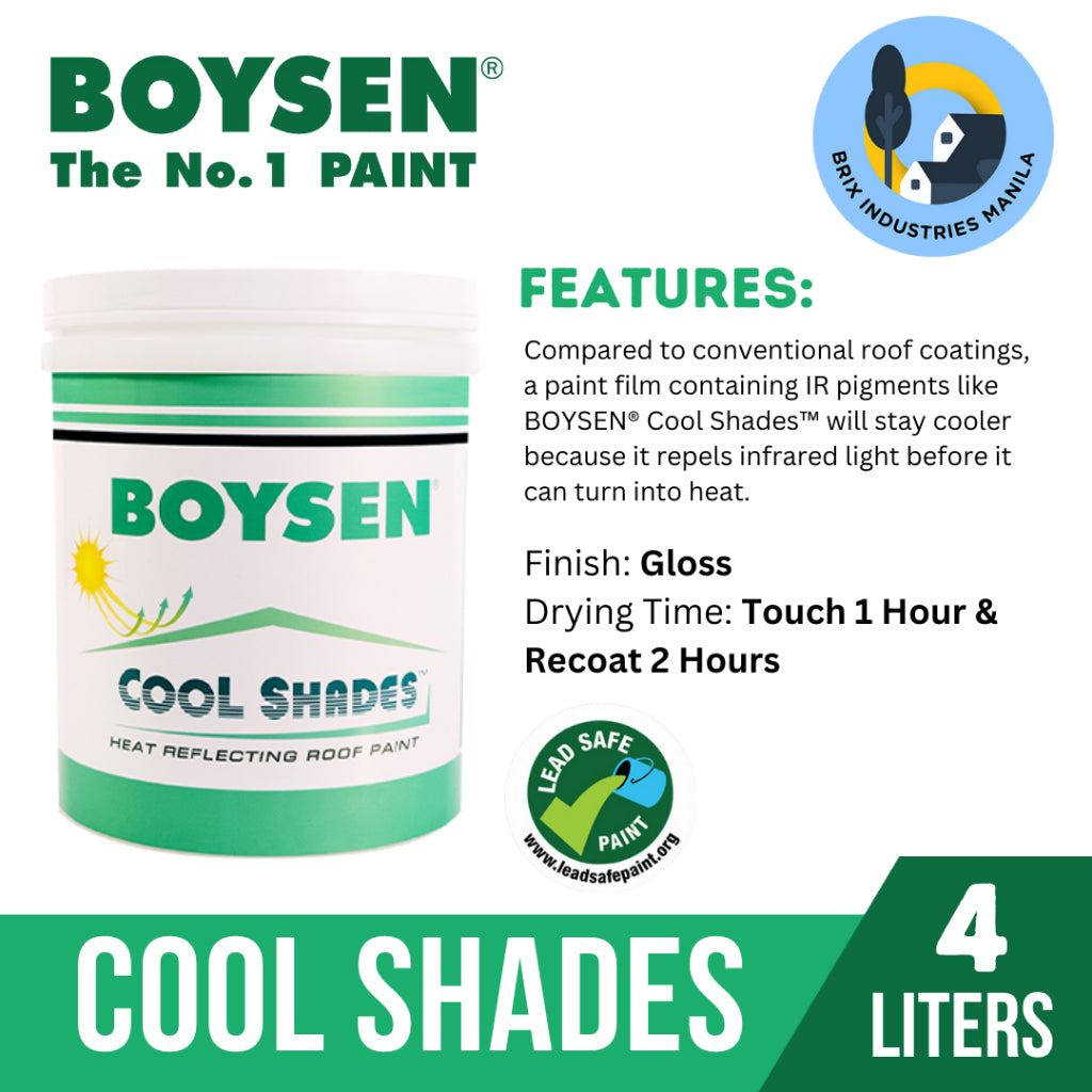 Boysen Cool Shades Roof Paint 4 Liters (Gallon) Heat Reflecting Roof Paint 7 Colors Available