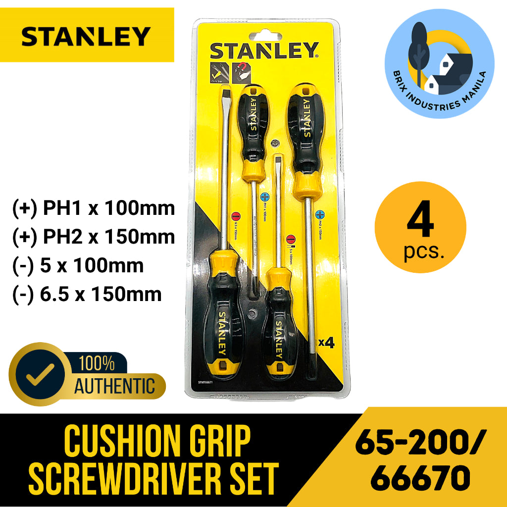 Stanley Cushion Grip Screwdriver Set 2pcs, 4pcs, 6pcs Flat and Phillips Screw Driver
