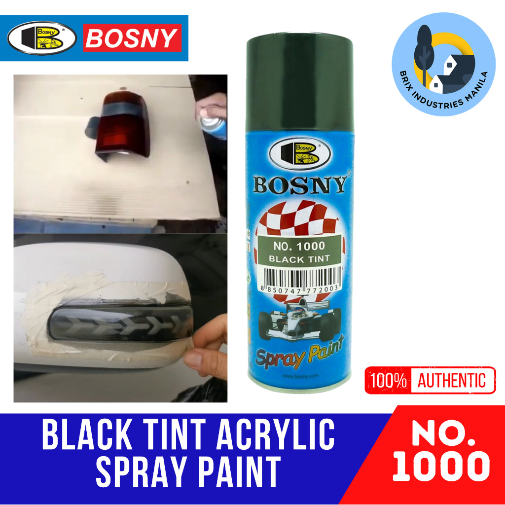 Bosny Black Tint Spray Paint No. 1000 Quick Drying Lacquer Spray 100% Acrylic Automotive Finishes