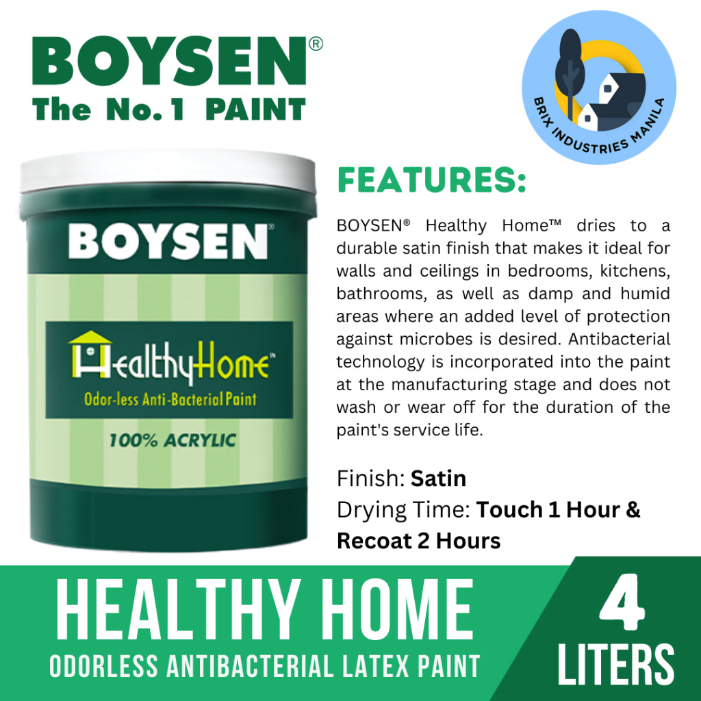 Boysen Healthy Home Odorless Antibacterial Latex Paint 4 Liter (Gallon) All Colors Available